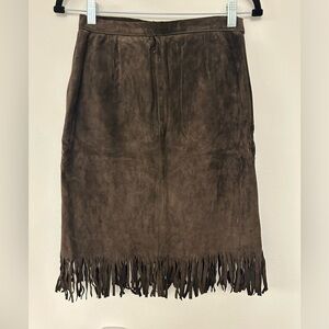 Brown suede fringed skirt